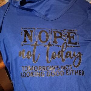 Women's V-neck Graphic Tee - "NOPE not today" Blue Shirt